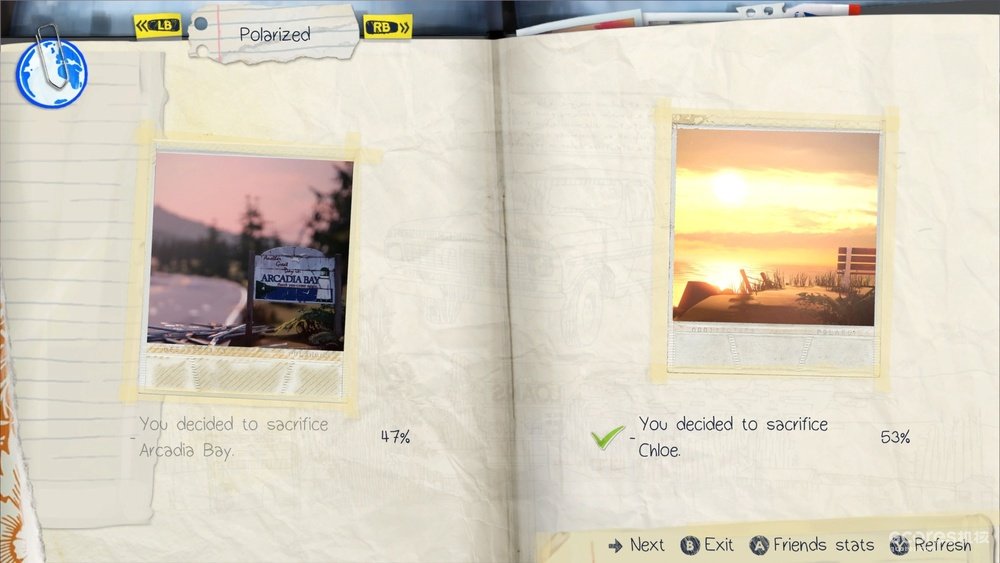 《奇异人生》的奖杯就只需要“完成第五章”,而不要求玩家来两次死亡二选一