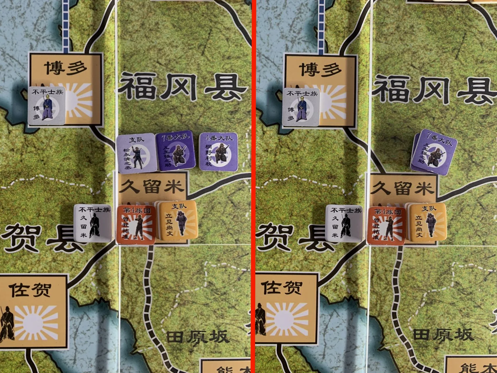 守方开火前（左）与开火后（右）对比