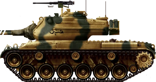 作为对比的约旦M47“巴顿”坦克，涂装上和M48没有大区别。M47和M48最大的区别在于二者的炮塔。