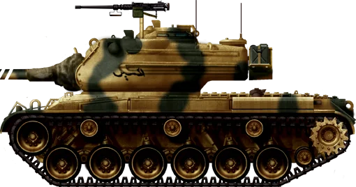 作为对比的约旦M47“巴顿”坦克，涂装上和M48没有大区别。M47和M48最大的区别在于二者的炮塔。