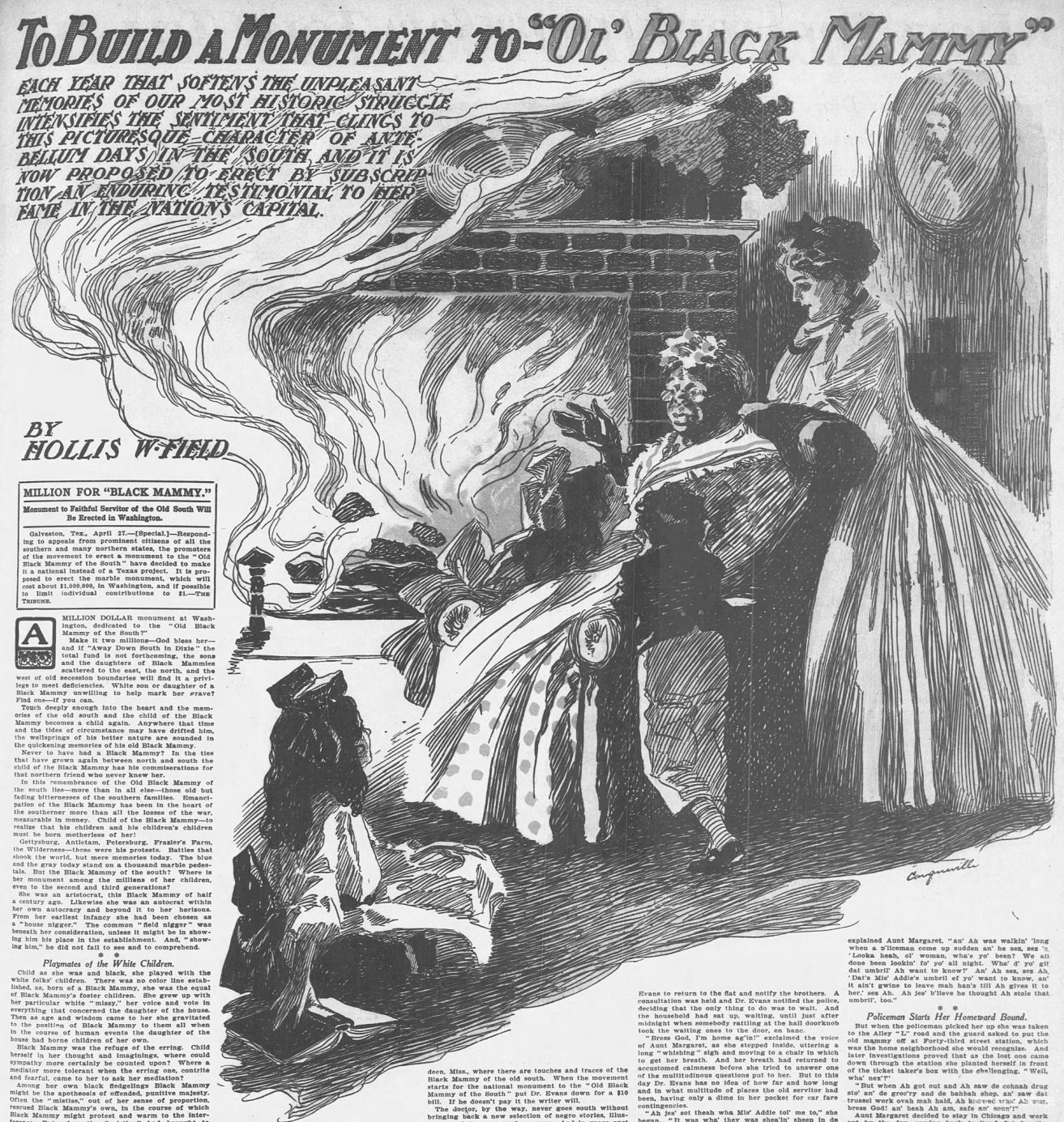 1910年一份芝加哥当地报纸刊登了一篇呼吁为Mammy立纪念碑的文章