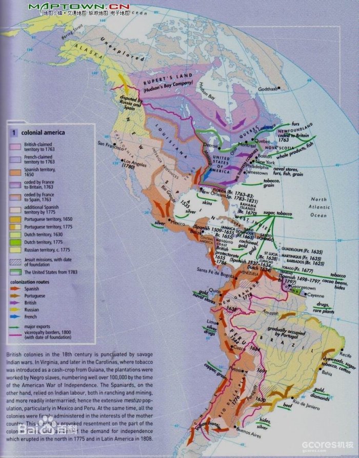 美洲殖民地图