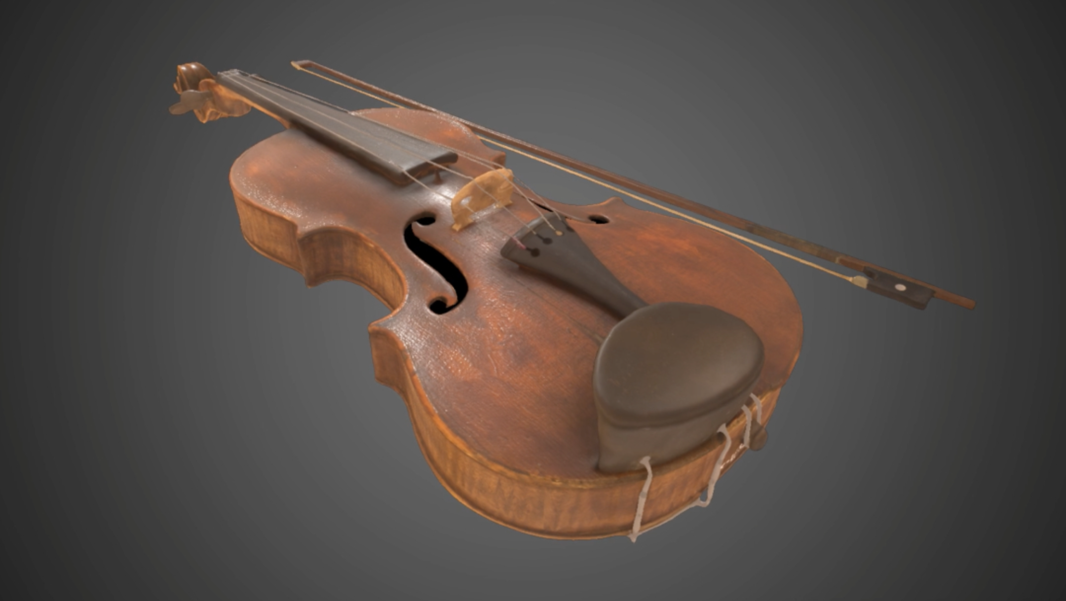 使用PBR材質渲染得到的小提琴（模型作者Virtual Museums of Małopolska）