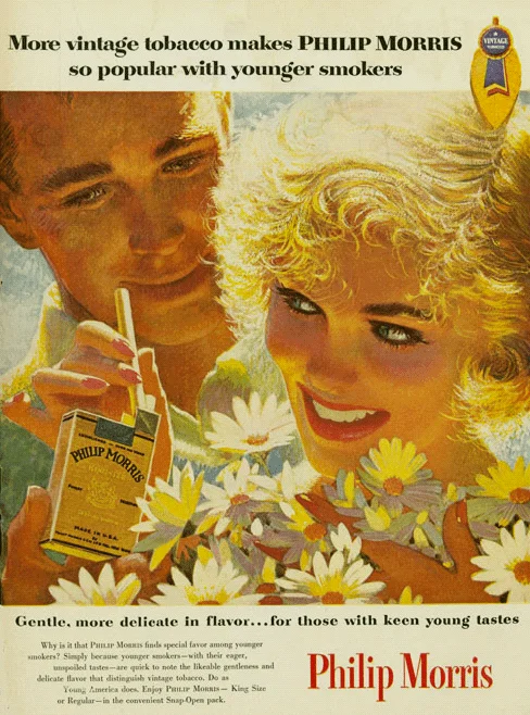 烟草业巨头菲利普.莫里斯（Philip Morris）产品宣传画，70年代
