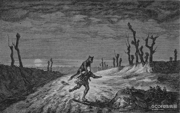 在满月下的法国狼人(Le Loup-Garou),莫里斯·桑德,1857年