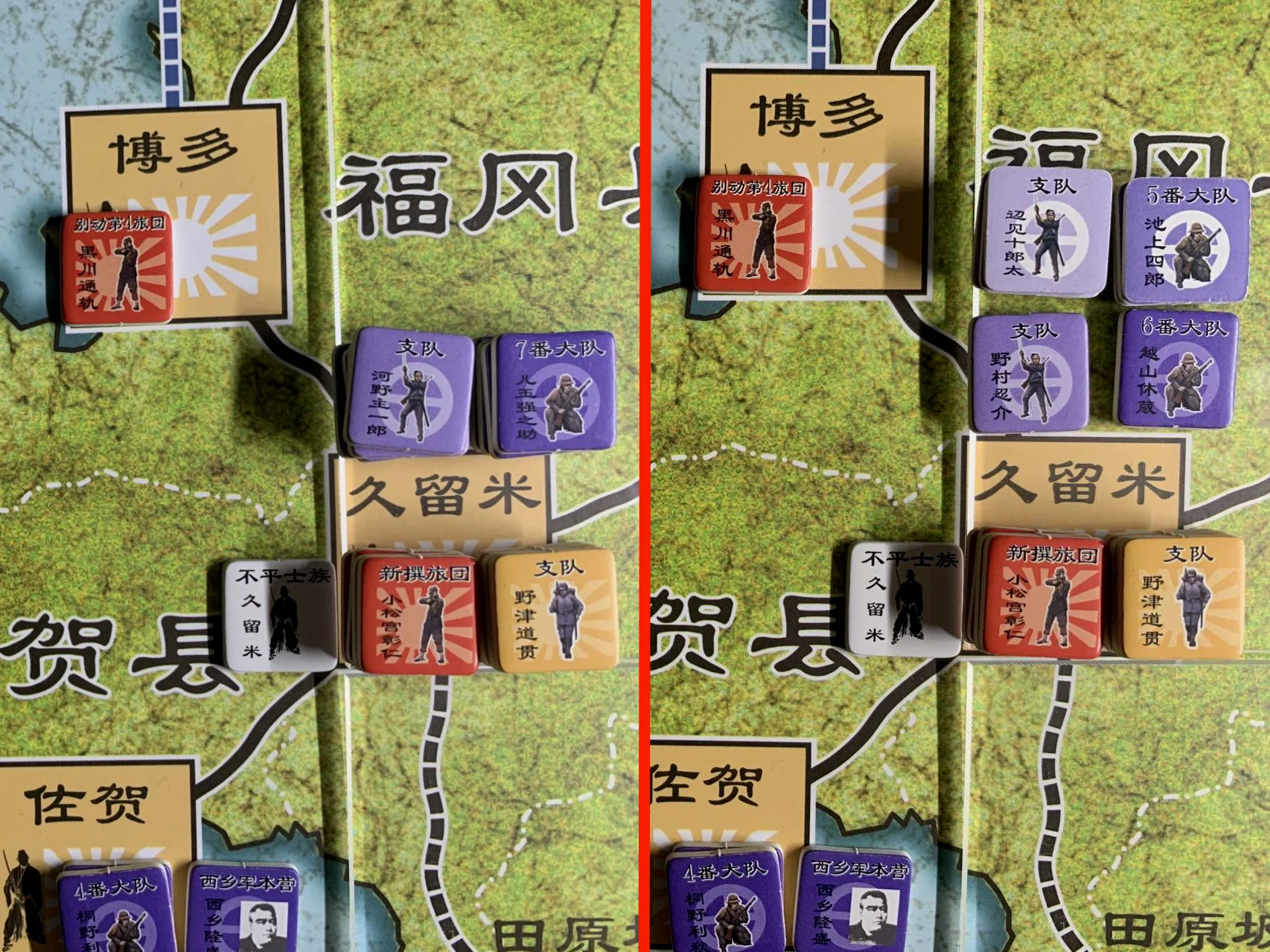 守方开火前（左）与开火后（右）对比