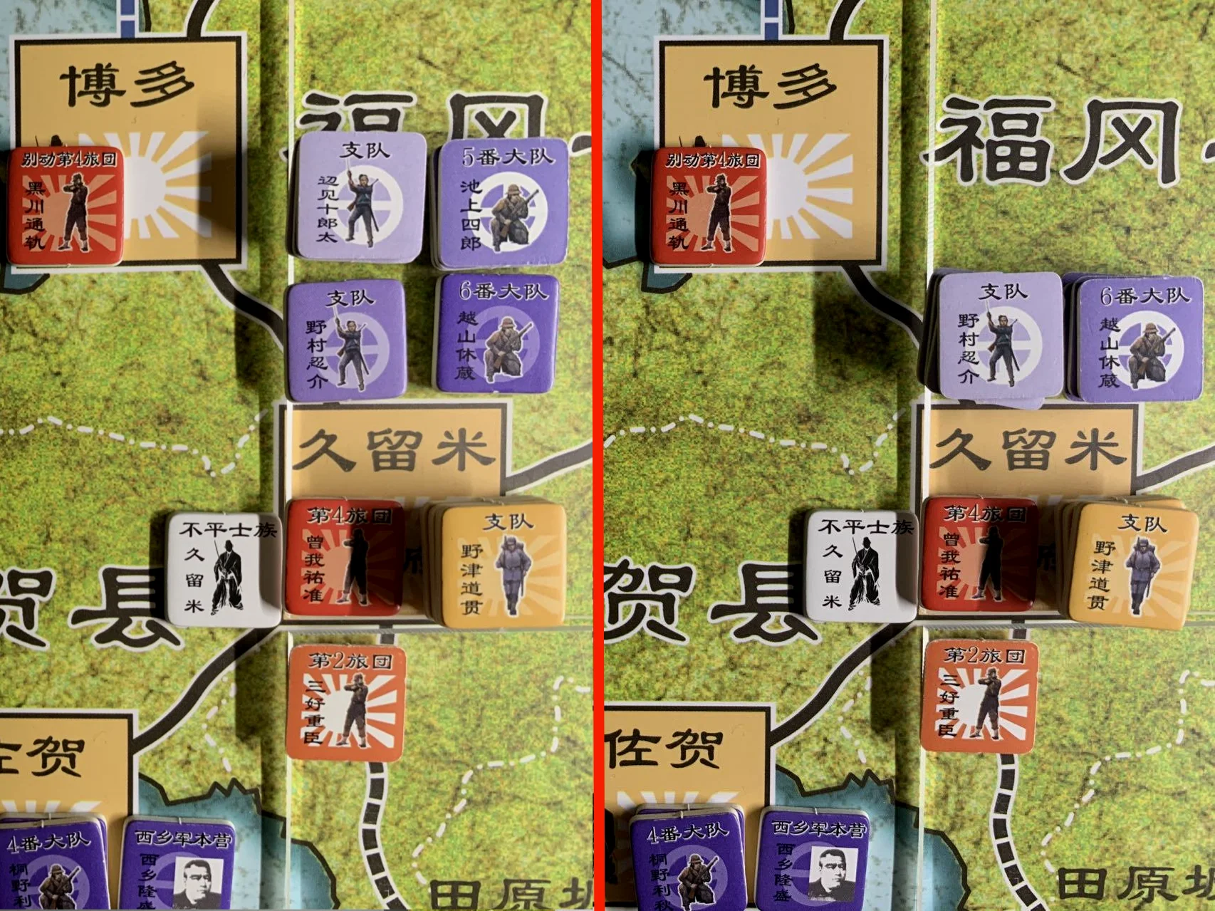 守方开火前（左）与开火后（右）对比