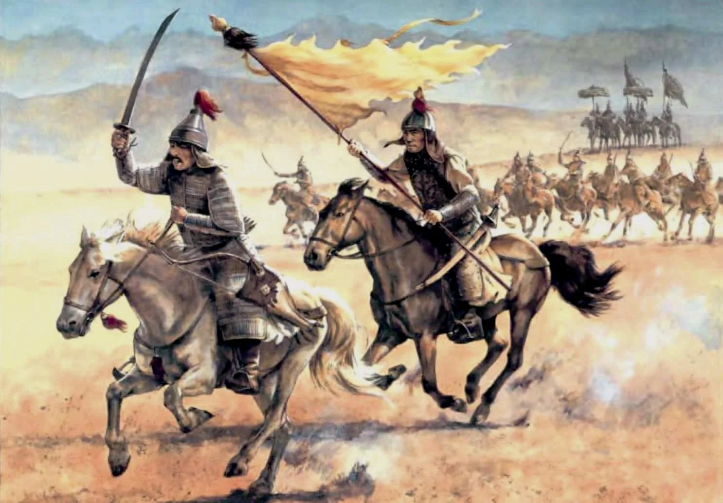 早期清朝骑兵，仍然配有弓箭。到了清朝中期，火枪的使用量增大了许多