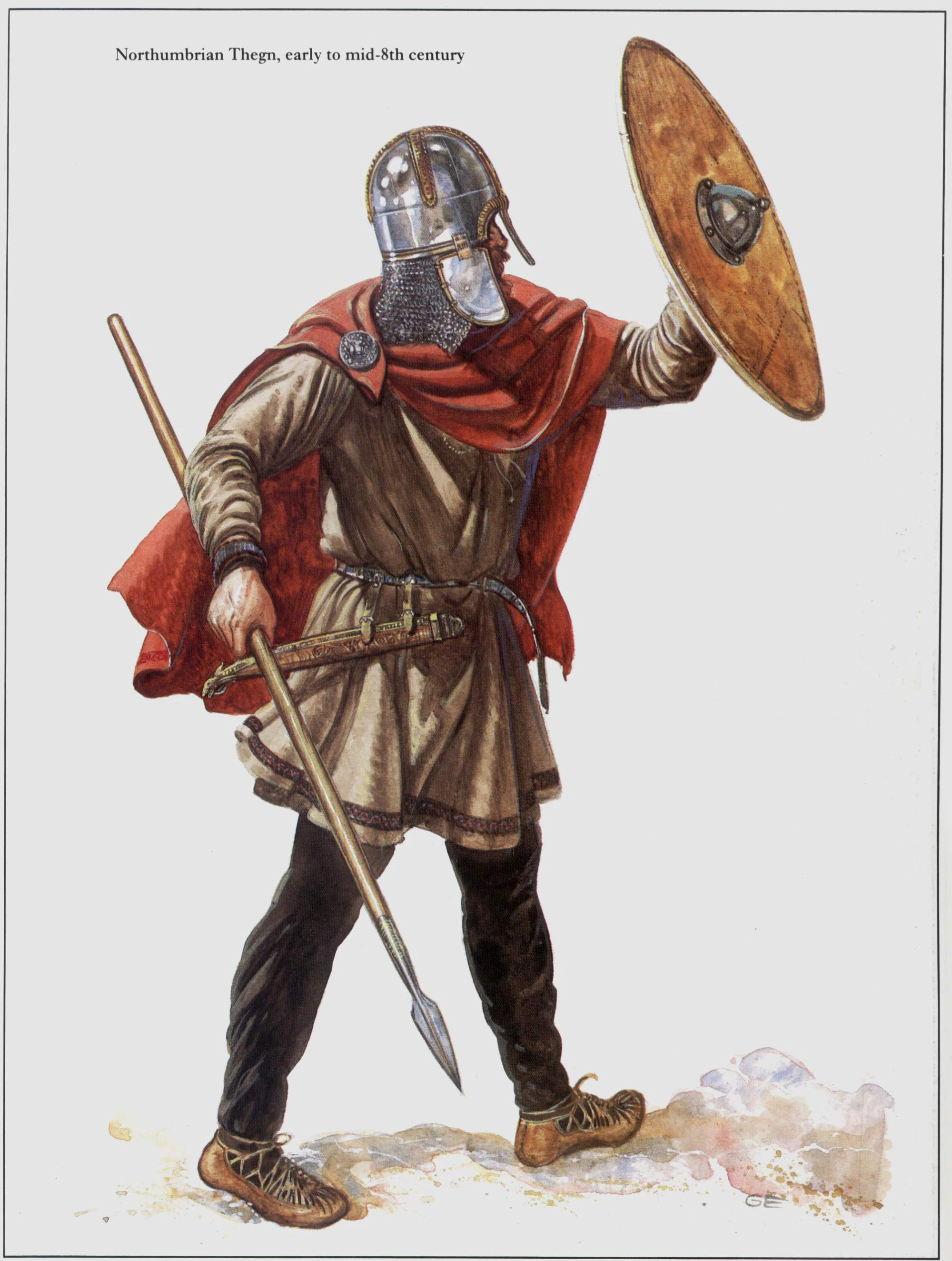 8世纪的诺森布里亚领主步兵，佩戴科博盖特头盔
