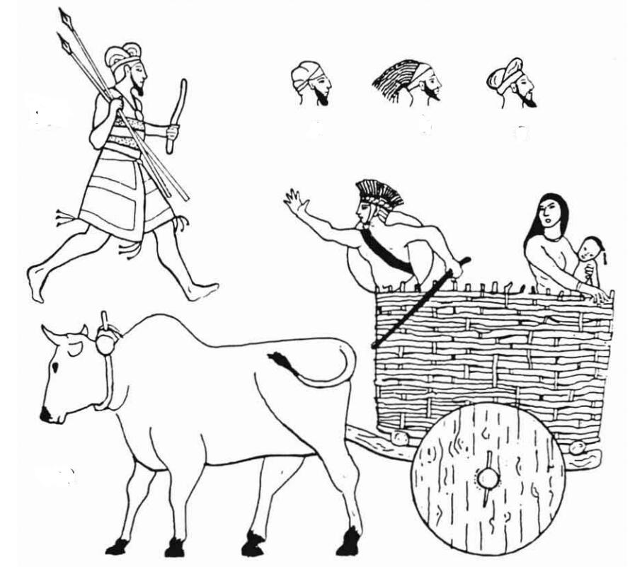 希克索人也驱赶着牛车出现在埃及边境，这些牛车可能拖家带口，也可能运载着入侵的武士