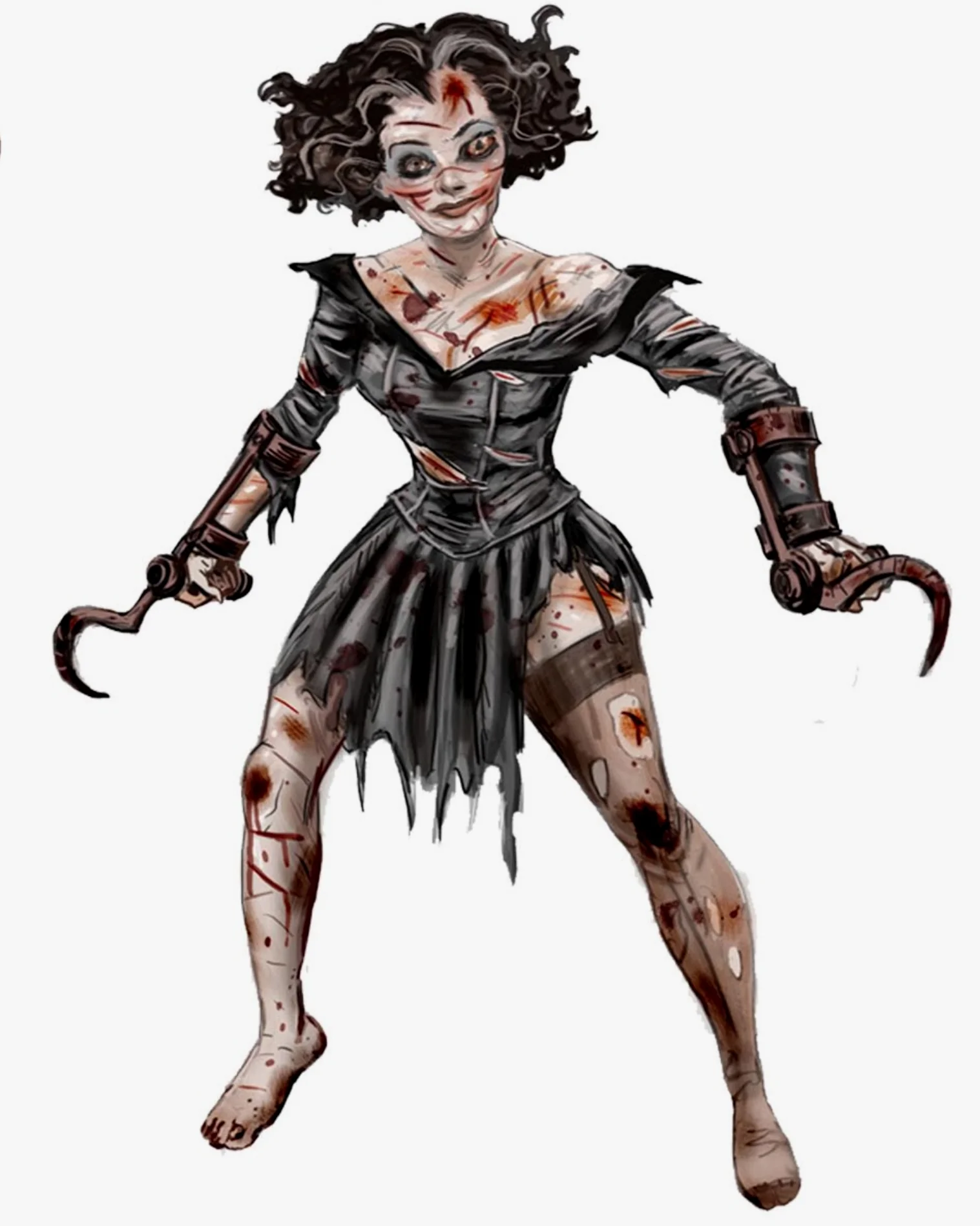 小珍妮原本的概念草图。作者：罗布·沃特斯
（网址：https://imgur.com/gallery/bioshock-concept-art-RrN1b）