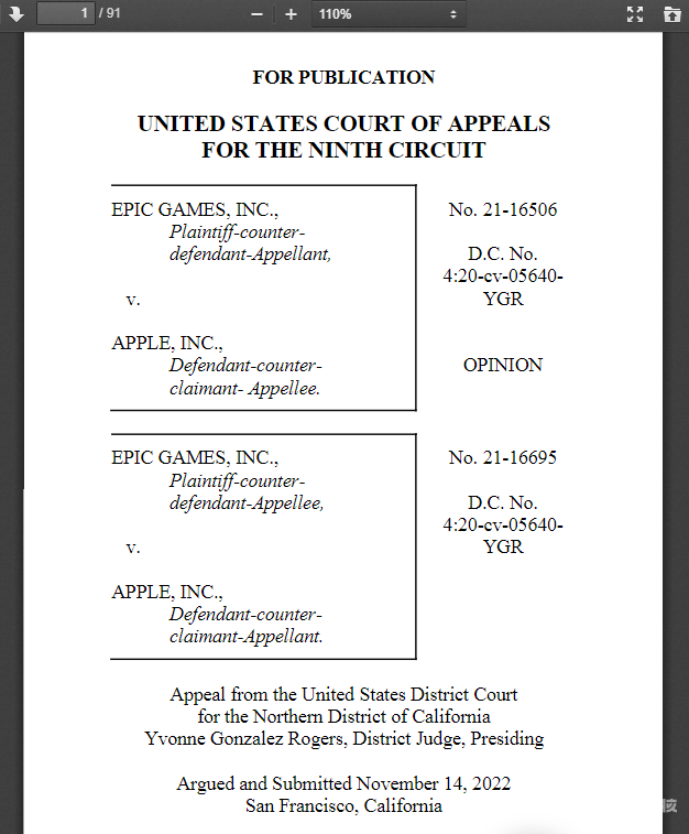 Epic诉苹果垄断案,美国法院裁决苹果胜诉 Epic诉苹果垄断案,美国法院裁决苹果胜诉