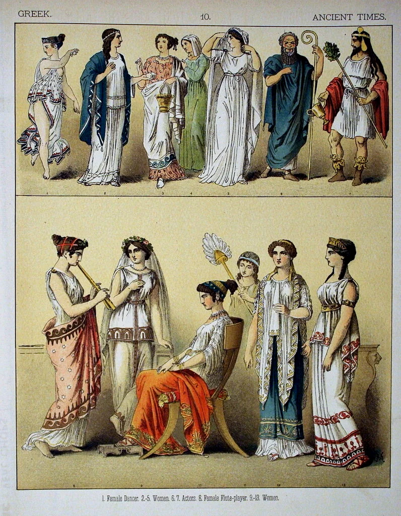 Ancient Greek's costumes, from "The Costumes of All Nations" by Albert Kretschmer & Dr. Carl Rohrbach, 1882