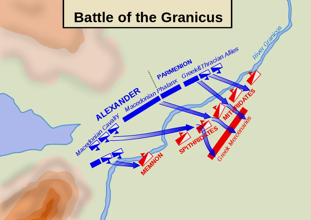 格拉尼库斯河之战第一阶段：马其顿渡河迎击波斯