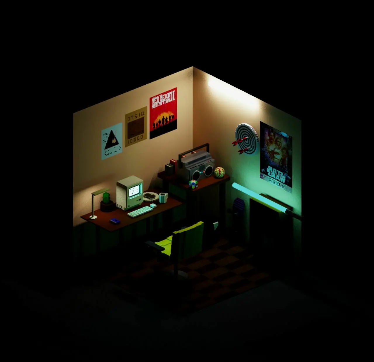 用magica voxel渲染的一张体素模型