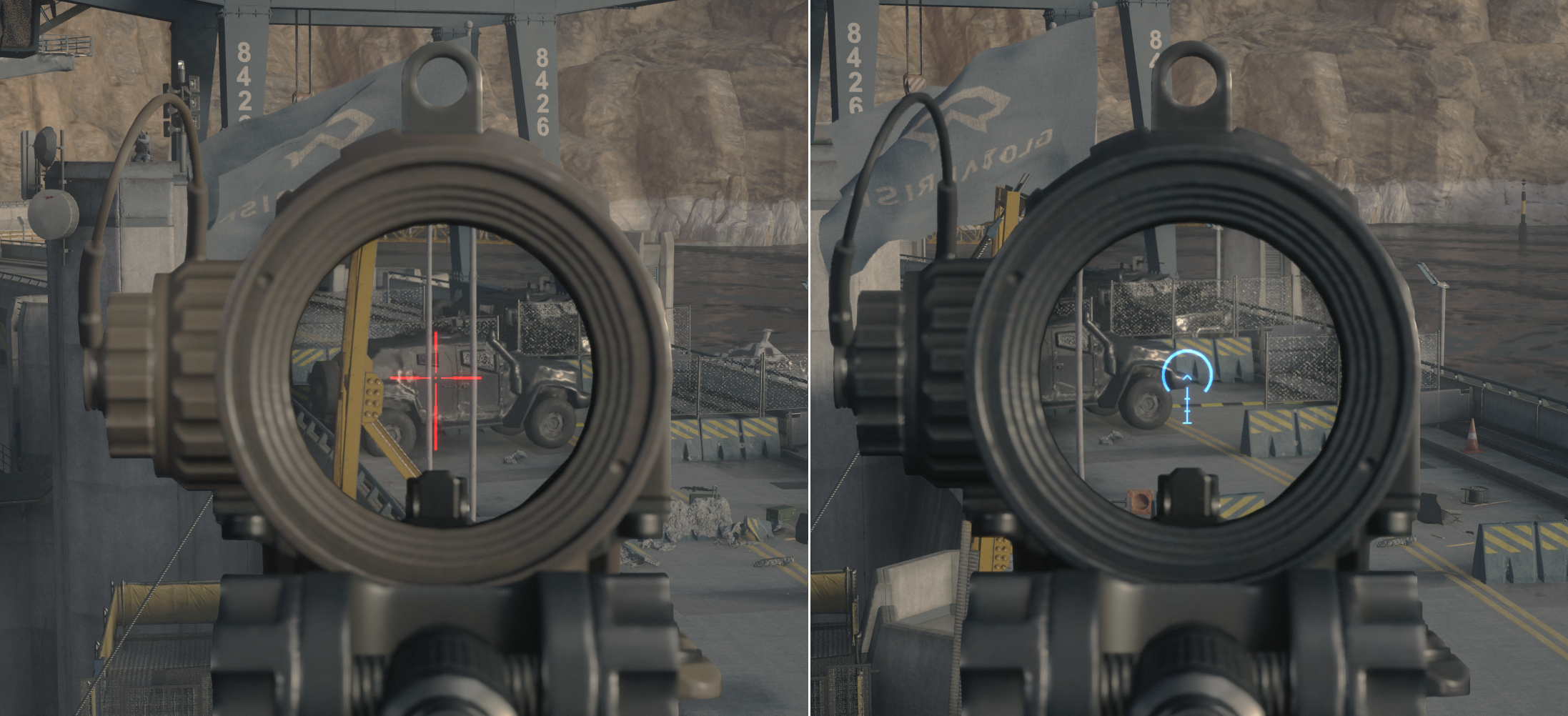 我在遊玩時遇到兩把相同的槍，但瞄準鏡各有不同