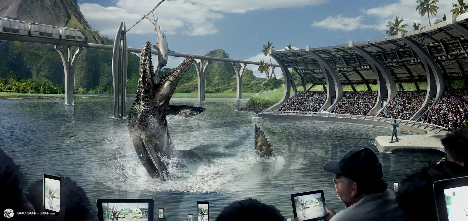 到《侏罗纪世界》里整了个大池子和成年沧龙出来