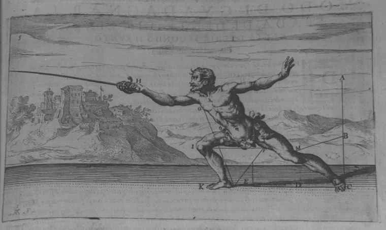 1610年的剑术教材，展示了Rapier距离惊人的突刺。