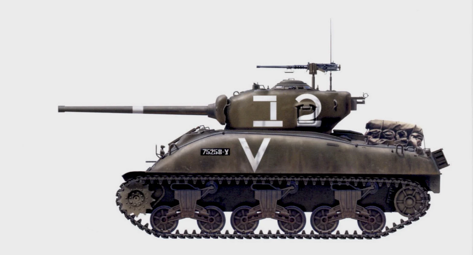1961年的以色列M1“谢尔曼”（即装备76mmM1炮的M4A1），图中的这辆并不是配备HVSS悬挂的M1“超级谢尔曼”。在“六日战争”中，即使是老旧的M1谢尔曼也参加了西岸和耶路撒冷的战斗