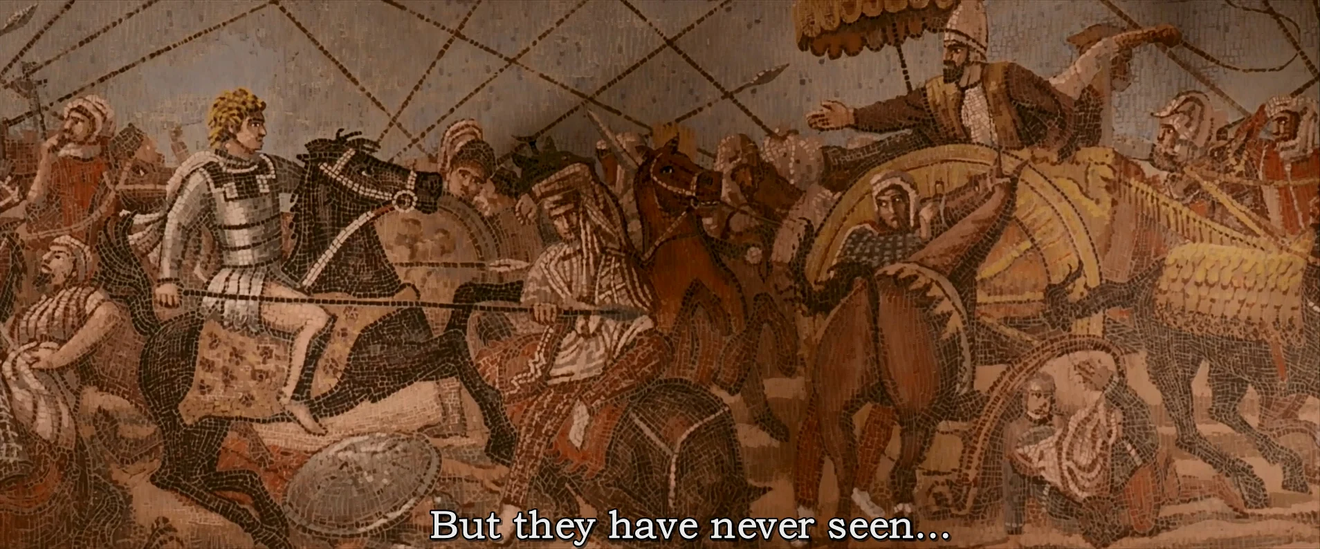 电影《亚历山大》里也出现过这幅画，不过画风有略微变化。一般认为，罗马人的复制品在画风上可能和原本的希腊画风有略微差异