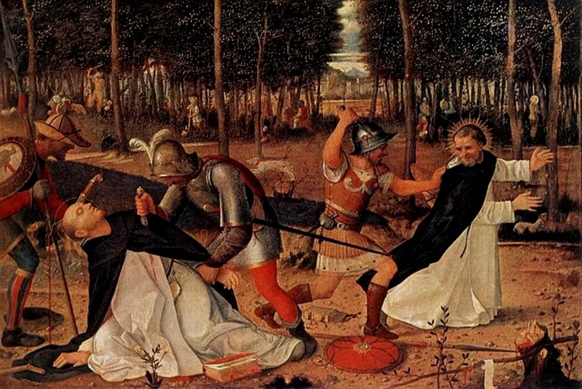 表现十字军骑士疯狂屠杀阿尔比信众的绘画