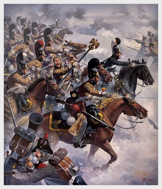 在埃劳之战中中缴获法军鹰杖的俄军骑兵