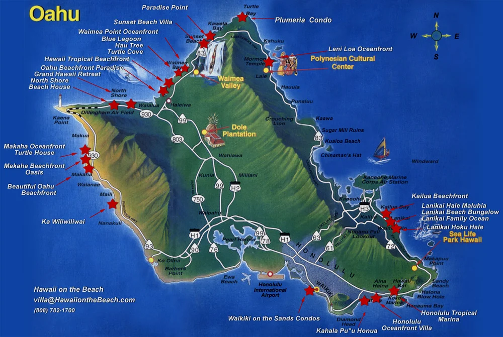 夏威夷瓦胡岛地图