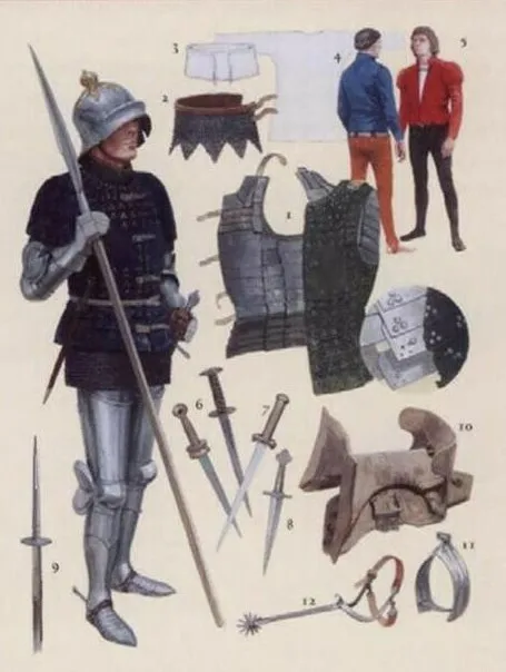 15世纪的士兵板甲衣套装