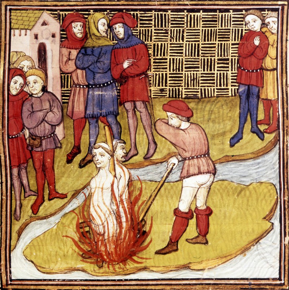 （圣殿骑士成员被处以火刑，出自15世纪的法国手绘插图）