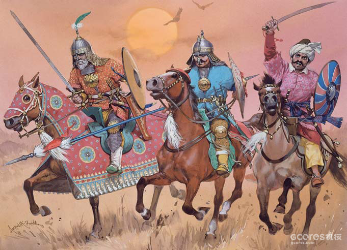 阿克巴的莫卧儿骑兵，大概同时代的中亚骑兵也是类似的装备