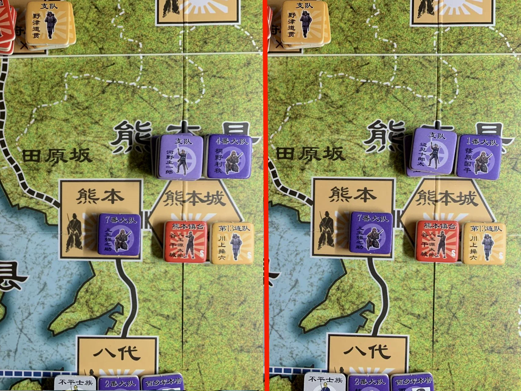 守方开火前（左）与开火后（右）对比
