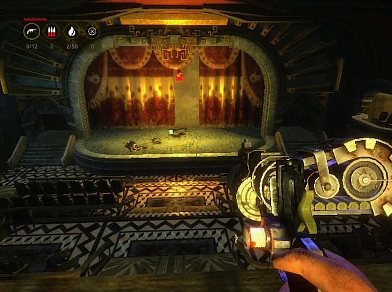 嬉闹要塞里面的舰队大厅剧院的早期版本，来自Irrational Games博客
（网址：http://irrationalgames.com/insider/from-the-vault-evolution-part-3/）