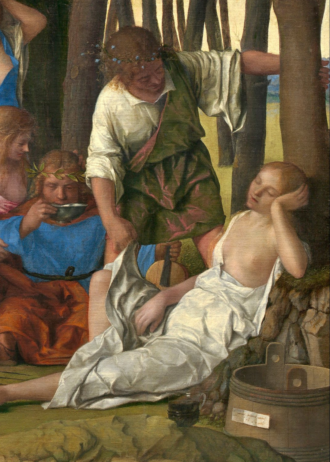 Priapus and Lotis, detail of The Feast of the Gods by Giovanni Bellini (c. 1514)（喜闻乐见躲男人变树是吧x）