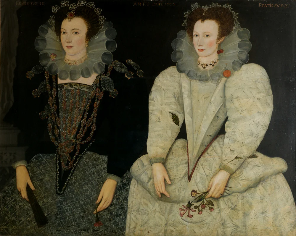 Double portrait by unknown artist of her sister Anne Newdigate and Mary Fitton, 1592