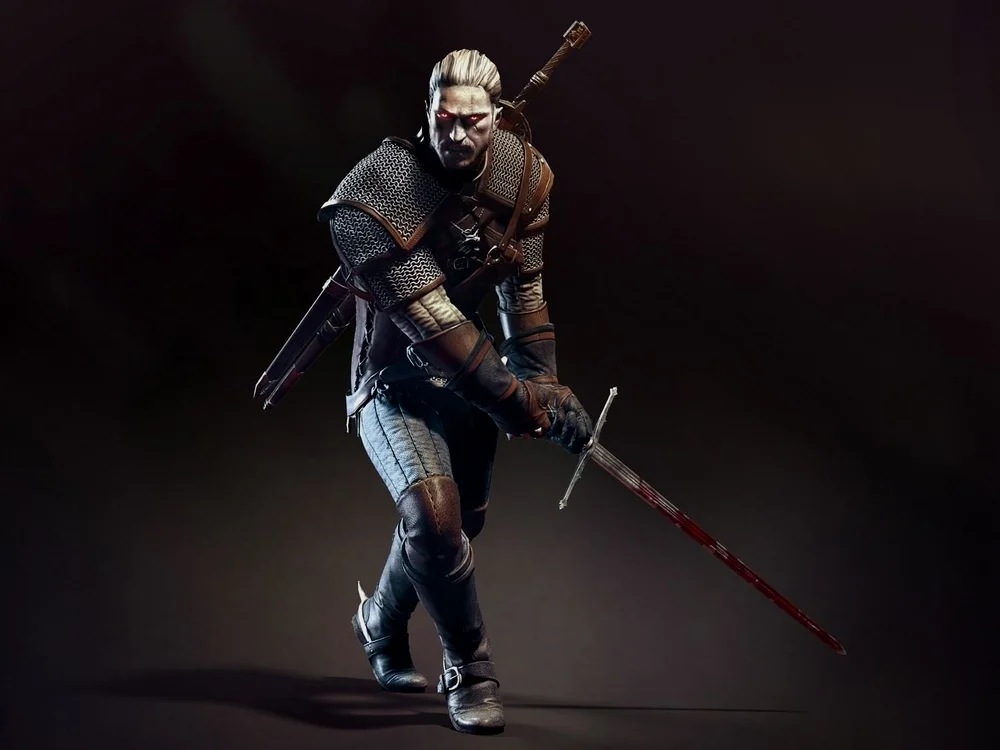 近年游戏中最著名的双手剑客——利维亚的杰洛特，“白狼”。