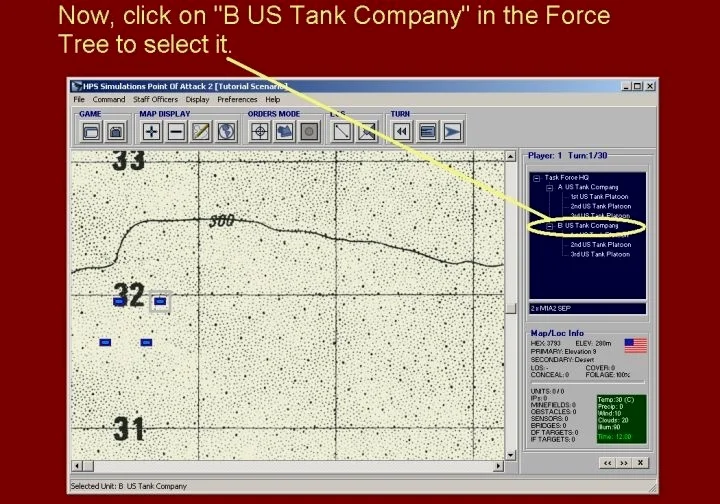 现在，点击部队编制中的“美军坦克B连”（B US Tank Company）来选定它。