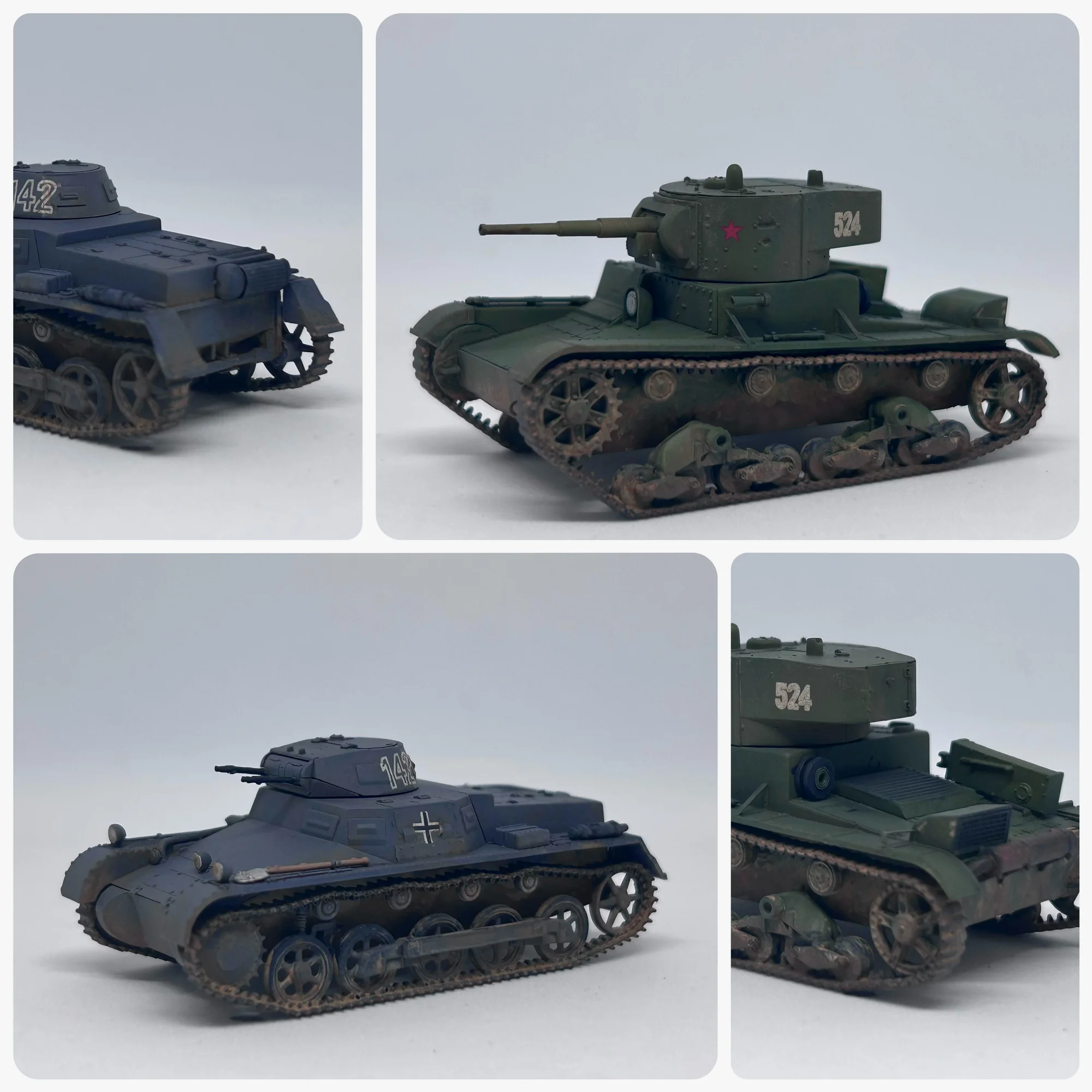 六分仪1/72 二战德国一号坦克B型 & 二战苏联T26B轻型坦克 过年在家就素组好的，那时候手法不... | 机组 | 机核 GCORES