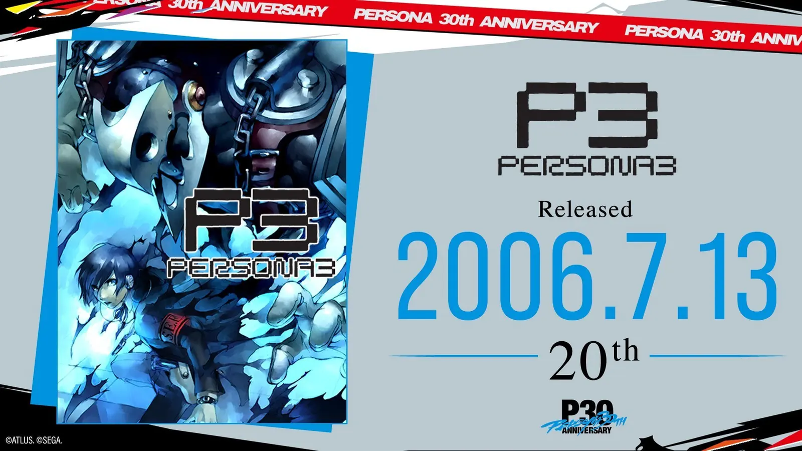 纪念《女神异闻录3》发售20周年&《女神异闻录3 Reload》销量破300万份，Atlus公布副岛成记贺图