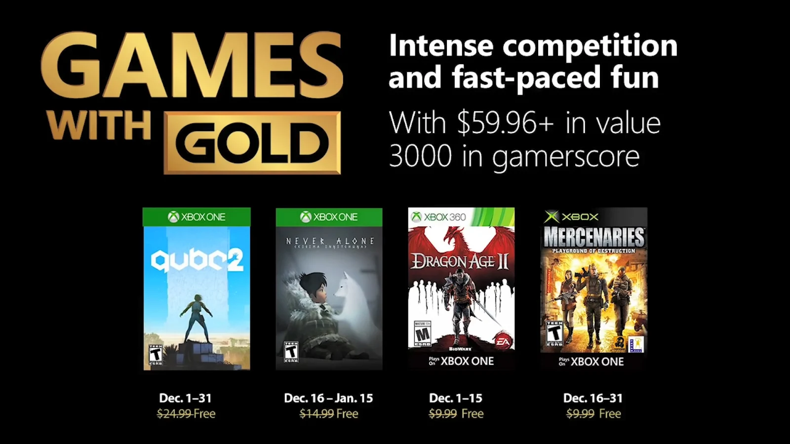 《龙腾世纪2》以及《雇佣兵》，Xbox金会员12月免费游戏有这些