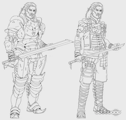 主角Basch的铠甲和便服设定。铠甲类似于裁判长的铠甲，而便服则跟他FF12里的差不多。