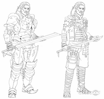 主角Basch的铠甲和便服设定。铠甲类似于裁判长的铠甲，而便服则跟他FF12里的差不多。