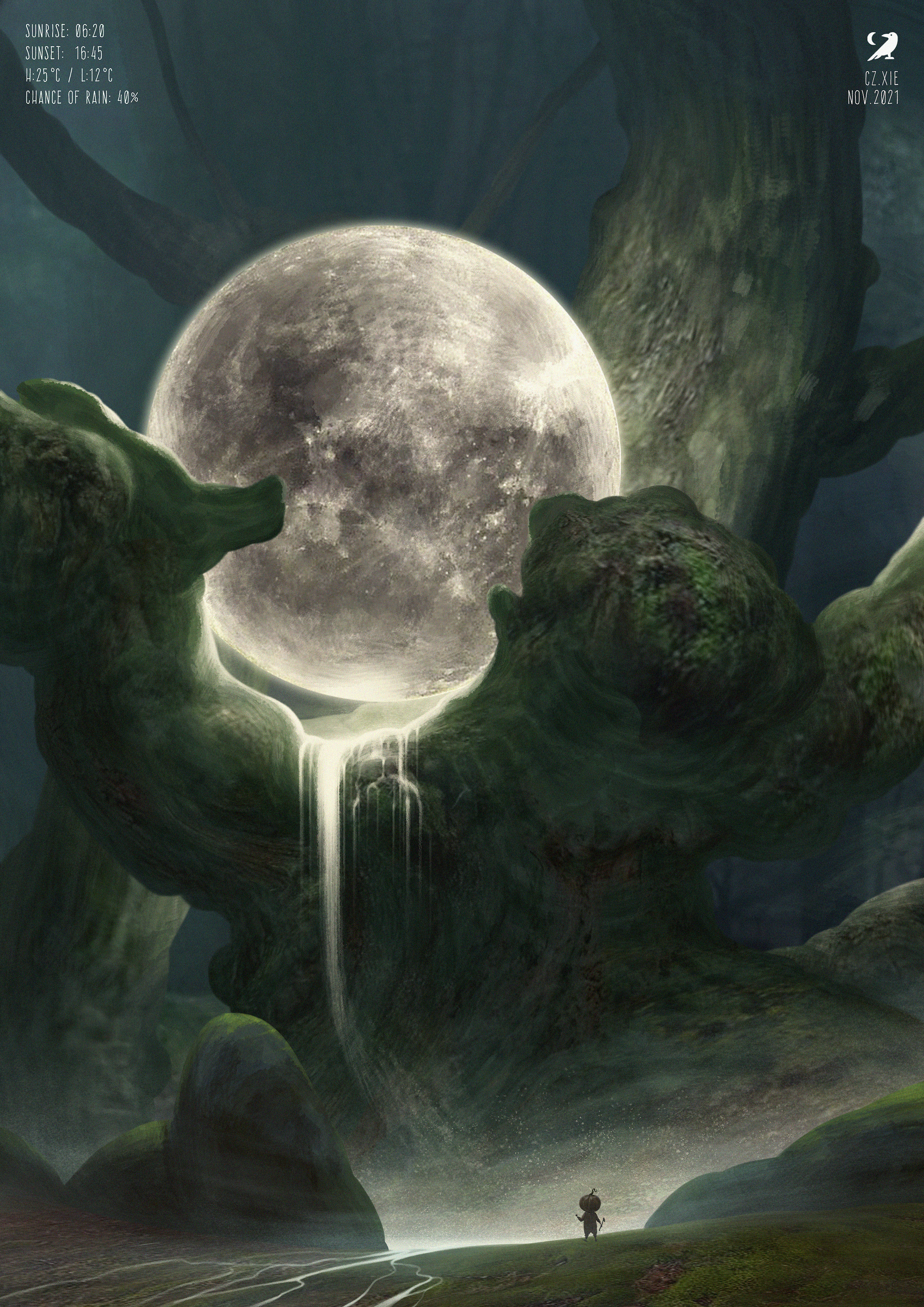 附加内容: 躺在树上的月亮...