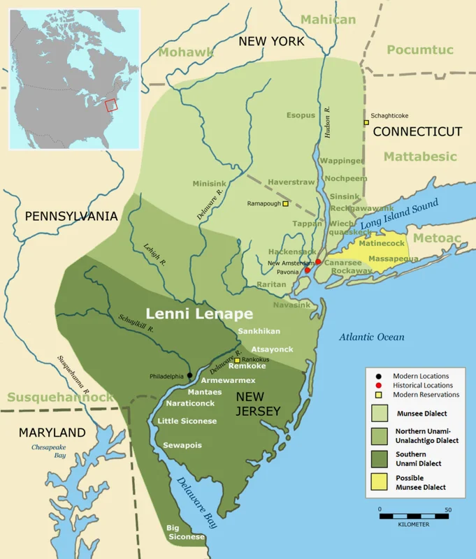 “Lenape Languages”由Wikimedia Commons根据CC BY-SA 3.0许可授权。