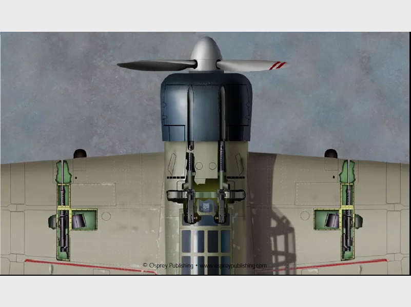 零式舰载战斗机将机枪和机炮混合配置，布置方式和Me-109E差不多