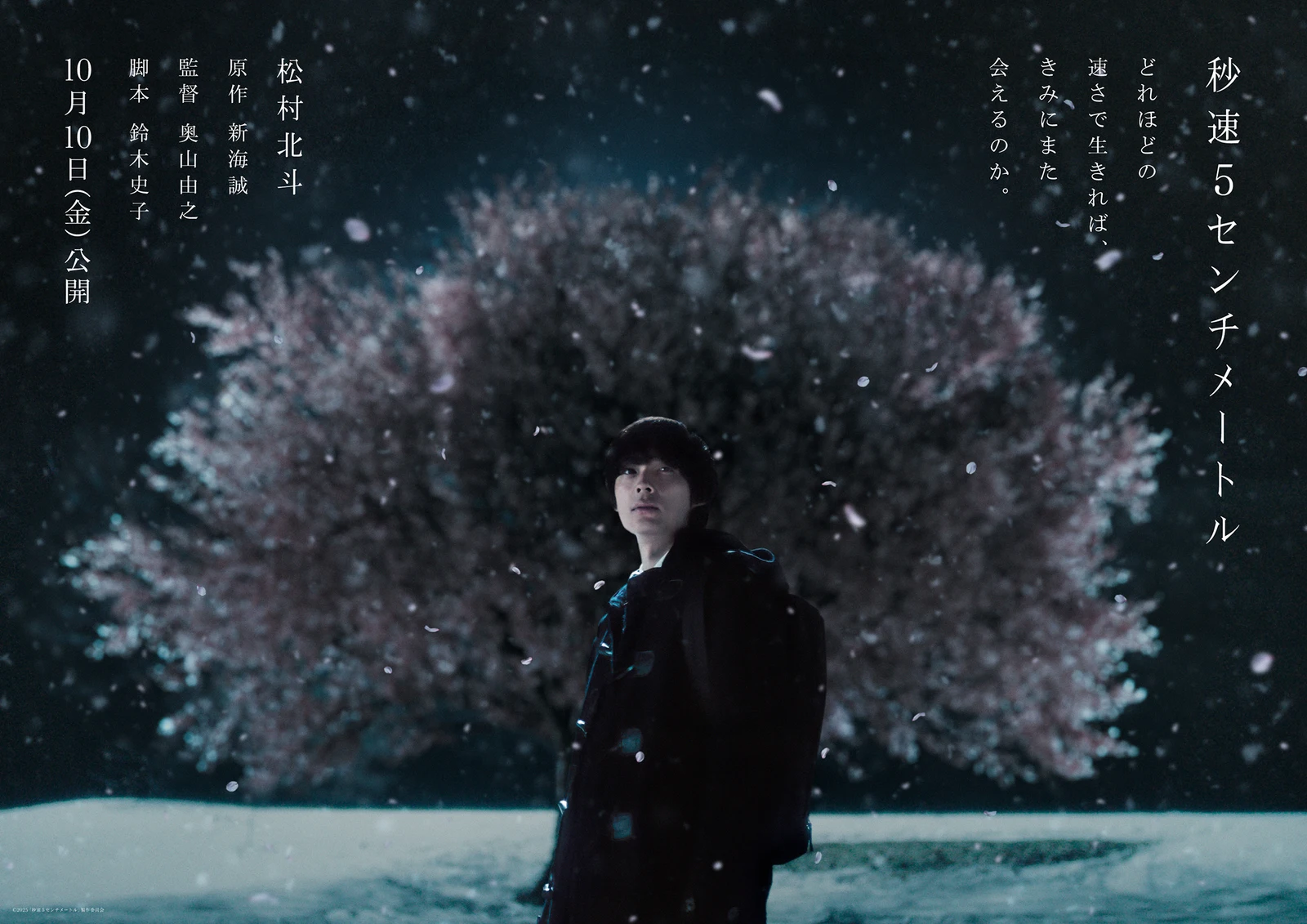 真人电影《秒速5厘米》海报公开，10月10日上映