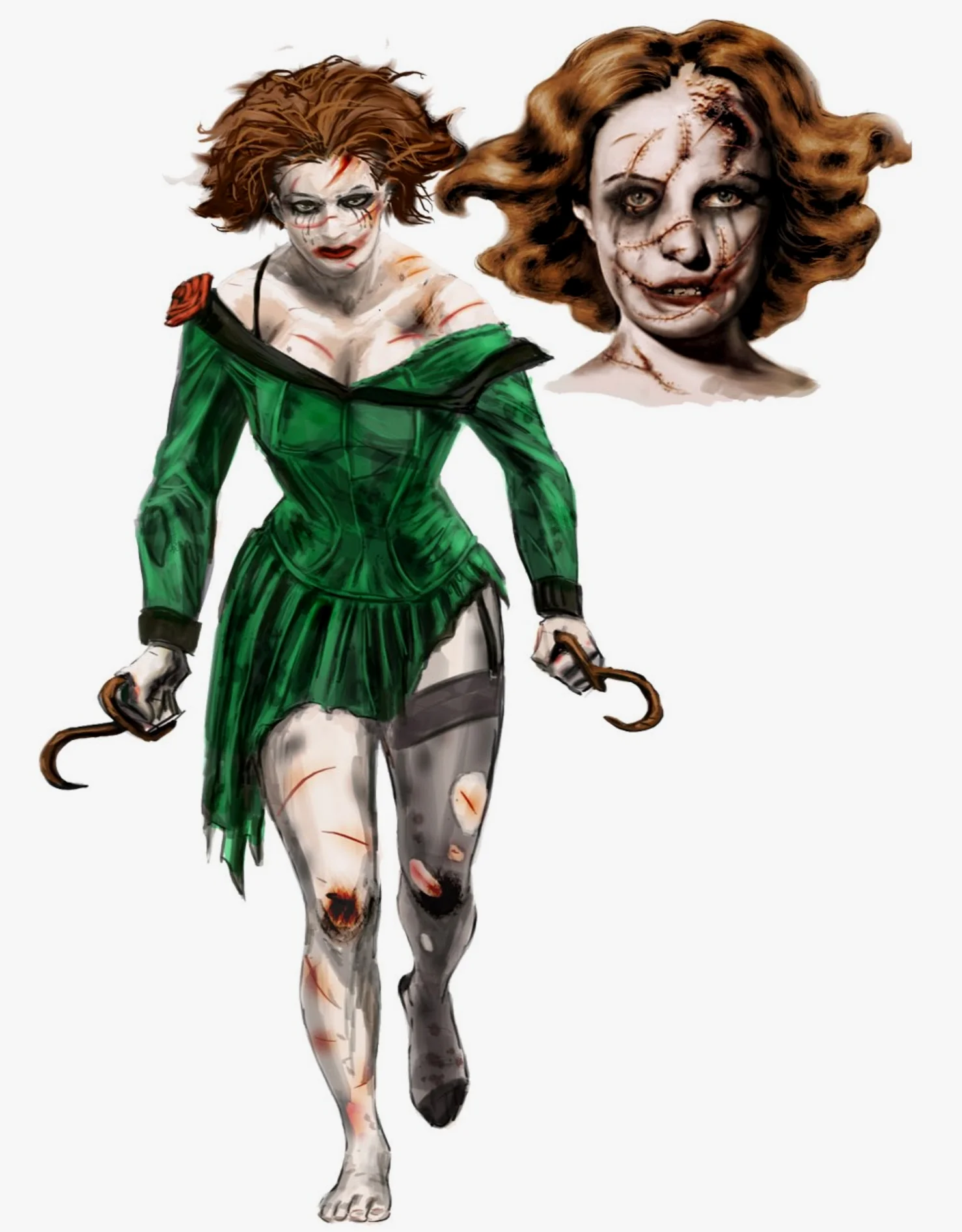 小珍妮作为蜘蛛修补者的概念美术。作者：罗布·沃特斯
（网址：https://twitter.com/bioshock/status/811306750695522304）