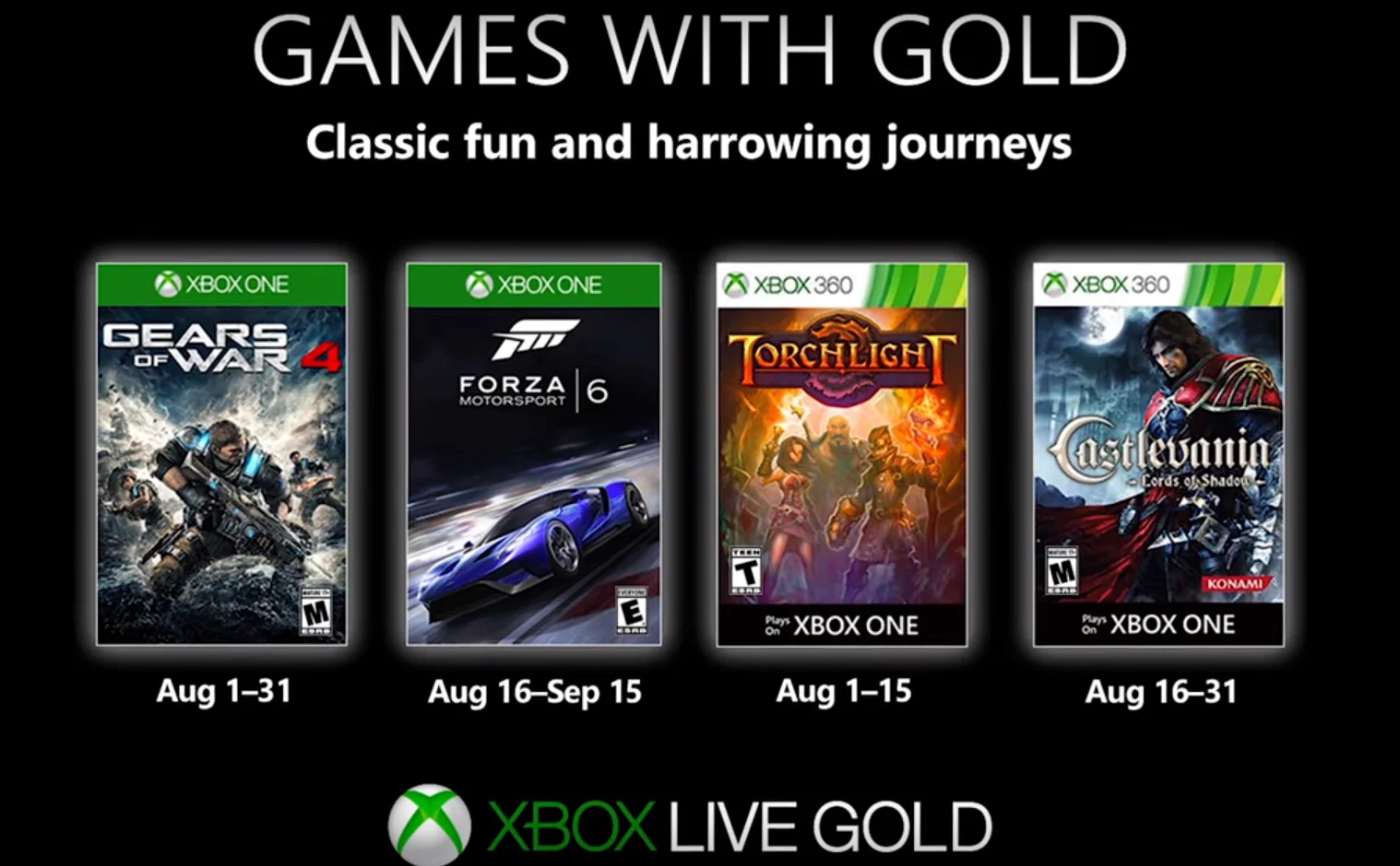 Xbox金会员8月会免游戏公布，《战争机器4》、《极限竞速 6》加入