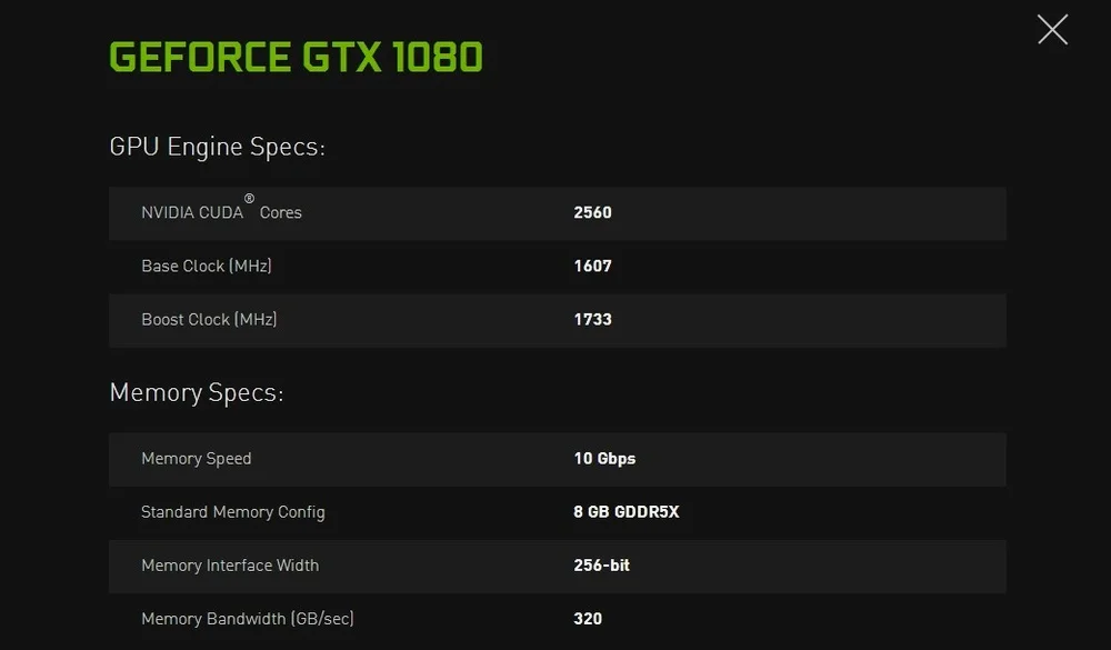 GTX 1080各项参数（1）