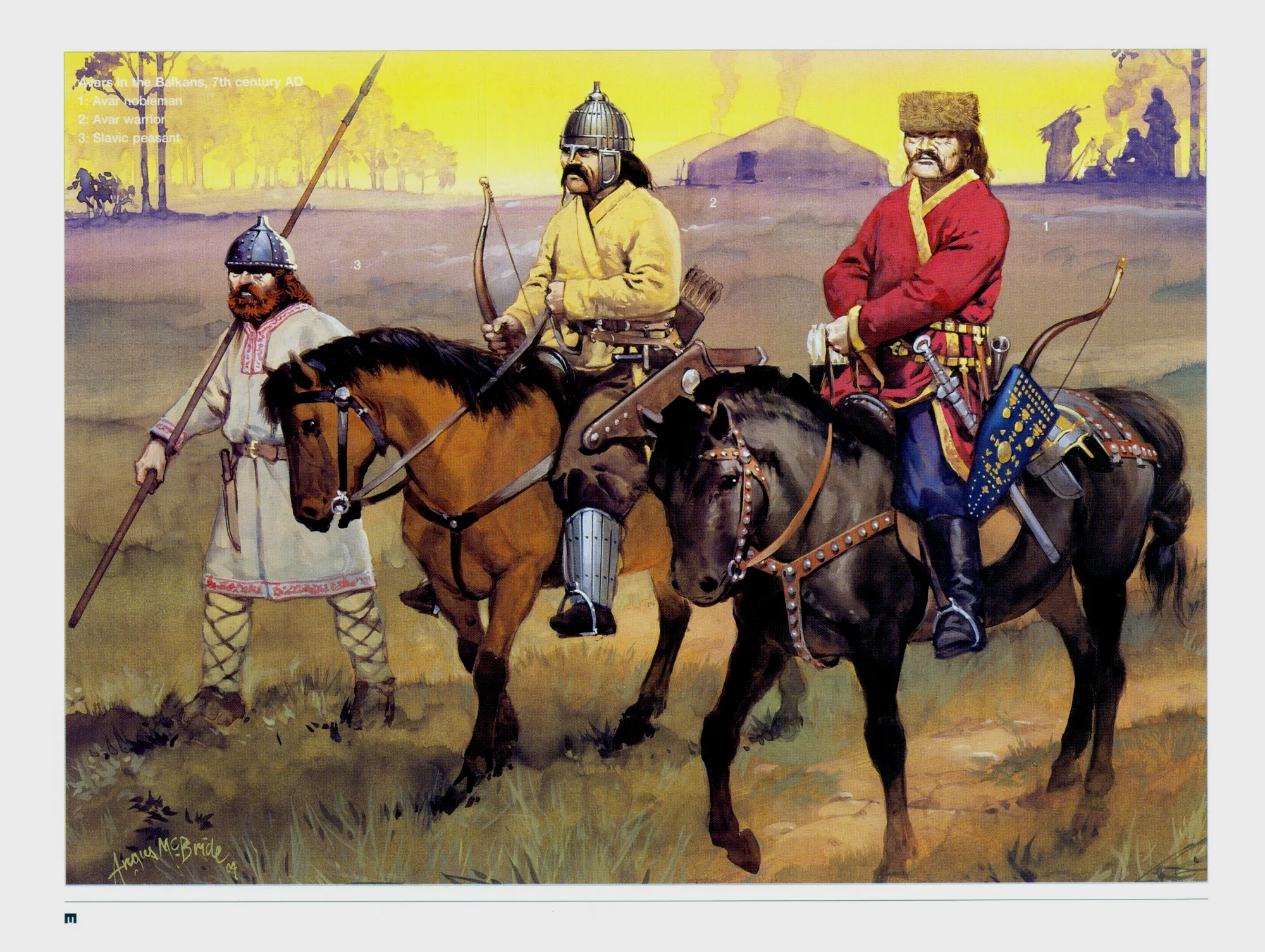 阿瓦尔贵族弓骑兵，他们使用的马镫是铸造的铁制马镫，拜占庭也是从他们这里学会了使用马镫，只不过拜占庭使用的是木框马镫